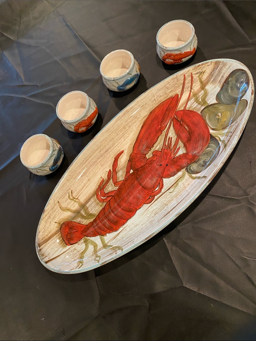 Certified International Ceramic Lobster Platter in Red and Cream